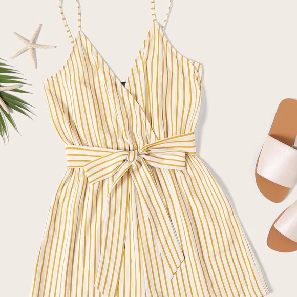 yellow and white romper
